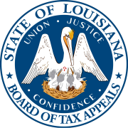 A circular image of a Pelican surrounded by an inner ring of text that reads: Union, Justice, Confidence, and an outter ring of text that reads: Board of Tax Appeals, State of Louisiana.
